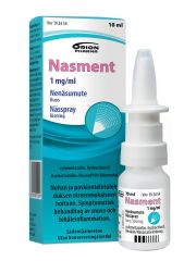 NASMENT 1 mg/ml nenäsumute, liuos (sumutepumppu)10 ml