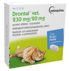 Drontal vet. 230 mg / 20 mg tabl, kalvopääll 2 fol